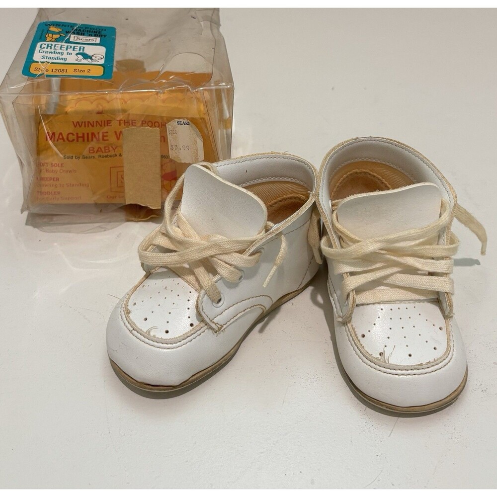 Vintage Buster Brown Winnie The Pooh Creeper Baby Shoes Sz 2 W/Original Box